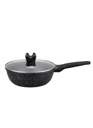 26cm 3.4L Granite Shallow Casserole Frying Pan with Lid Non-Stick Anti-Scratch, Fast Cooking Technology SF-1182
