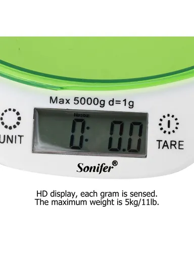 5Kg/1g Electronic Kitchen Food Scale With Digital LCD &amp; Touch Button SF-1924 (D21 x H6)cm - Red