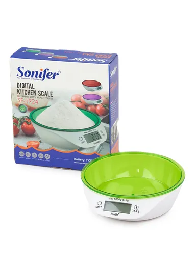5Kg/1g Electronic Kitchen Food Scale With Digital LCD &amp; Touch Button SF-1924 (D21 x H6)cm - Red