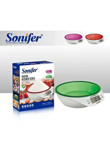 5Kg/1g Electronic Kitchen Food Scale With Digital LCD &amp; Touch Button SF-1924 (D21 x H6)cm - Red