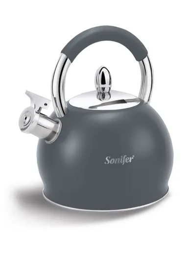 3.0L Stainless Steel Whistling Kettle Elegant, Ergonomic &amp; Compatible with All Stovetops SF-2518 - Grey