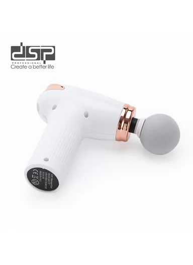 1200mAh 4000RPM Rechargeable Type-C Electric Massager Gun, Deep Tissue With 6-LED Light Gears &amp; 6 Attachment 80173 - White