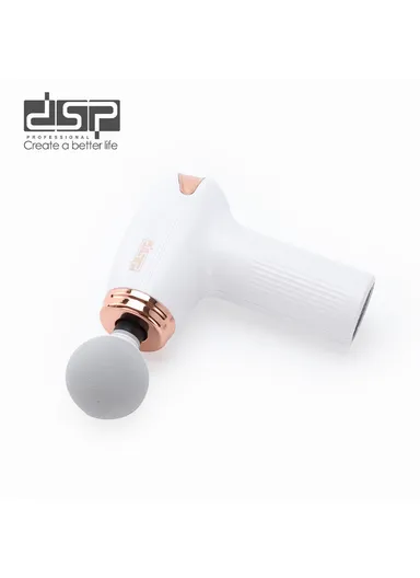 1200mAh 4000RPM Rechargeable Type-C Electric Massager Gun, Deep Tissue With 6-LED Light Gears &amp; 6 Attachment 80173 - White