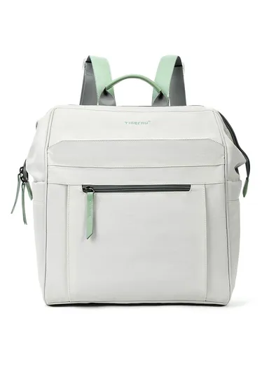 14" Laptop 15L Nylon Backpack With Water Bottle Holders &amp; Trolley Sleeve T-B9513 - Off-White