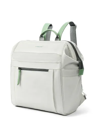 14" Laptop 15L Nylon Backpack With Water Bottle Holders &amp; Trolley Sleeve T-B9513 - Off-White