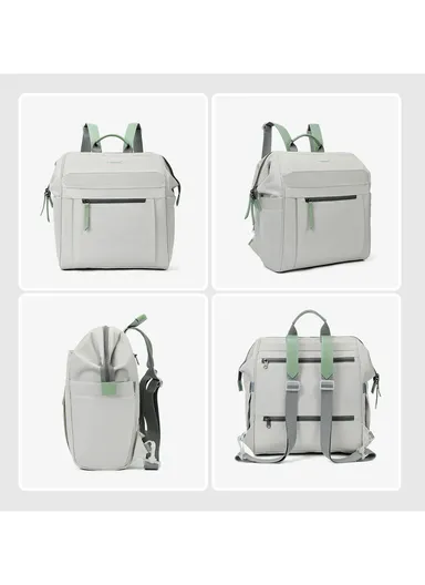 14" Laptop 15L Nylon Backpack With Water Bottle Holders &amp; Trolley Sleeve T-B9513 - Off-White
