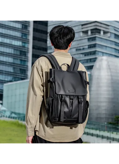 15.6 Inch Laptop Backpack Waterproof with Multiple Compartments Trendy &amp; Cool Travel T-B9812 - Black