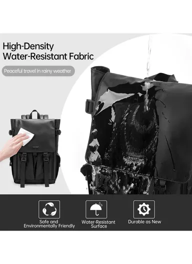 15.6 Inch Laptop Backpack Waterproof with Multiple Compartments Trendy &amp; Cool Travel T-B9812 - Black