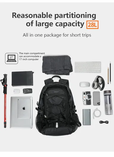 15.6" Laptop Waterproof Business Travel Backpack With Water Bottle Holders &amp; Adjustable Straps T-B9500 - Orange
