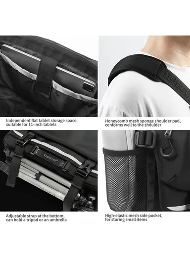 11" Urban Casual Crossbody Bag Outdoor Leisure Shoulder Bag With Camera Compartment T-S8953 - Black