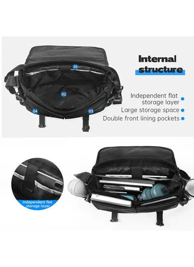 11" Urban Casual Crossbody Bag Outdoor Leisure Shoulder Bag With Camera Compartment T-S8953 - Black