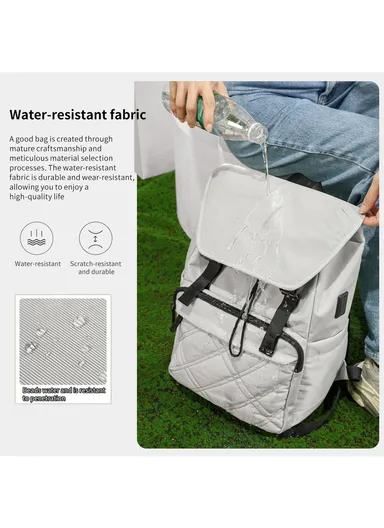 15.6″ Custom Casual Sport Mochila Backpack Bag Waterproof Laptop Backpack T-B9381 - Light Grey