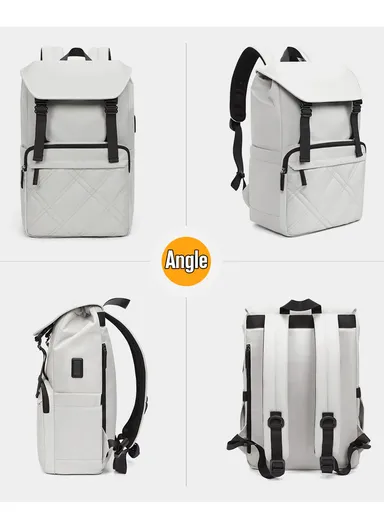 15.6″ Custom Casual Sport Mochila Backpack Bag Waterproof Laptop Backpack T-B9381 - Light Grey