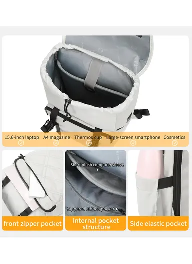 15.6″ Custom Casual Sport Mochila Backpack Bag Waterproof Laptop Backpack T-B9381 - Light Grey