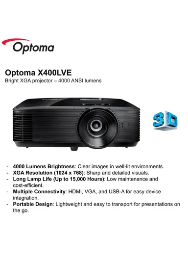 Optoma Professional Projector XVGA |  Presentations in Classrooms &amp; Meeting Rooms | Up to 15,000 Hour Lamp Life | Speaker Built In.
