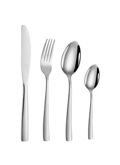 24 Pcs Cutlery Set Knives Forks Spoons For Home &amp; Restaurant - Silver