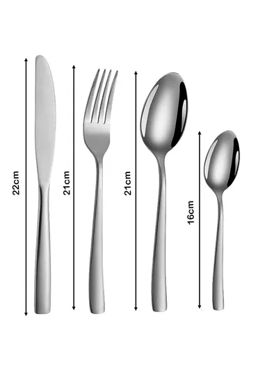 24 Pcs Cutlery Set Knives Forks Spoons For Home &amp; Restaurant - Silver