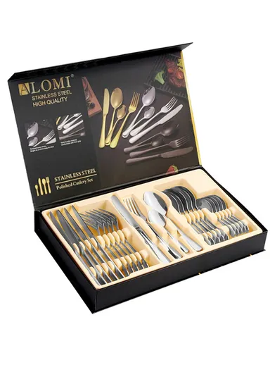 24 Pcs Cutlery Set Knives Forks Spoons For Home &amp; Restaurant - Silver