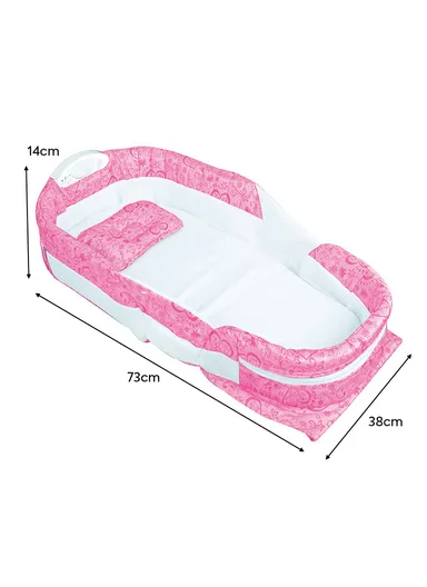 Portable Lightweight Baby Sleeping Bed, Comfortable Cotton Feeding Sleeping Baby Bed with Music &amp; Light Box 66504 (L73 x W38 x H14)cm - Pink / 0-4 Months