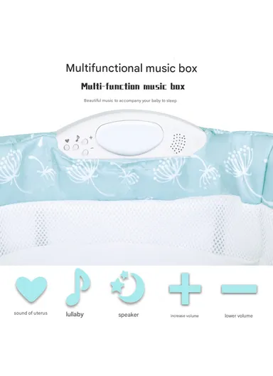 Portable Lightweight Baby Sleeping Bed, Comfortable Cotton Feeding Sleeping Baby Bed with Music &amp; Light Box 66504 (L73 x W38 x H14)cm - Pink / 0-4 Months