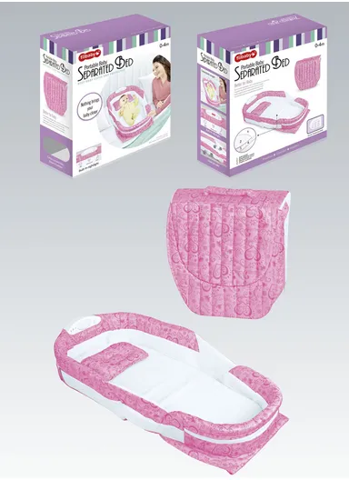 Portable Lightweight Baby Sleeping Bed, Comfortable Cotton Feeding Sleeping Baby Bed with Music &amp; Light Box 66504 (L73 x W38 x H14)cm - Pink / 0-4 Months