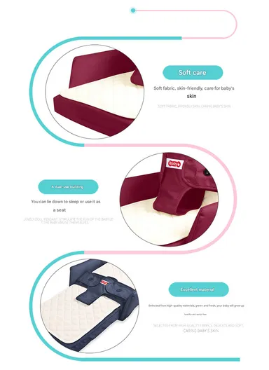 5-in-1 Multifunctional Baby Bed, Foldable Baby Lounger with Safety Harness, Adjustable &amp; Portable Baby Seat &amp; Sleeper with Washable Cover 66507 (L42 x W40 x H35)cm - Blue