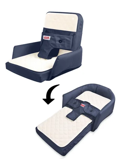 5-in-1 Multifunctional Baby Bed, Foldable Baby Lounger with Safety Harness, Adjustable &amp; Portable Baby Seat &amp; Sleeper with Washable Cover 66507 (L42 x W40 x H35)cm - Blue