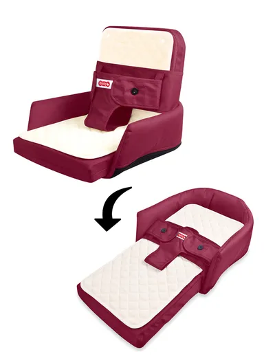 5-in-1 Multifunctional Baby Bed, Foldable Baby Lounger with Safety Harness, Adjustable &amp; Portable Baby Seat &amp; Sleeper with Washable Cover 66507 (L42 x W40 x H35)cm - Red