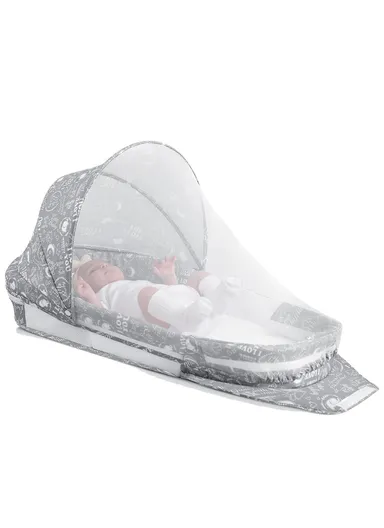 Foldable Baby Safe Separate Bed with Mosquito Net, Portable Music Function, Folding Bed, Swinging Basket, Compact, Easy to Carry, Baby Safe Isolated Bed, Portable Travel Bed 66511 (L73 x W40 x H45)cm - Pink / 0-4 Months