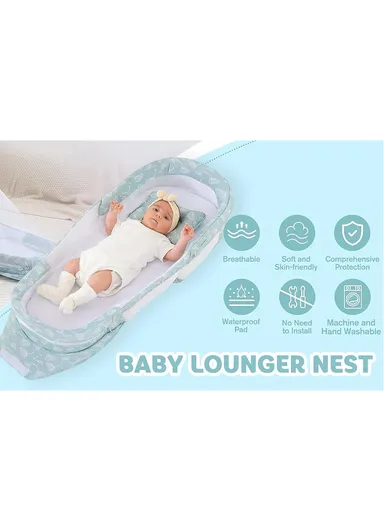 Foldable Baby Safe Separate Bed with Mosquito Net, Portable Music Function, Folding Bed, Swinging Basket, Compact, Easy to Carry, Baby Safe Isolated Bed, Portable Travel Bed 66511 (L73 x W40 x H45)cm - Pink / 0-4 Months