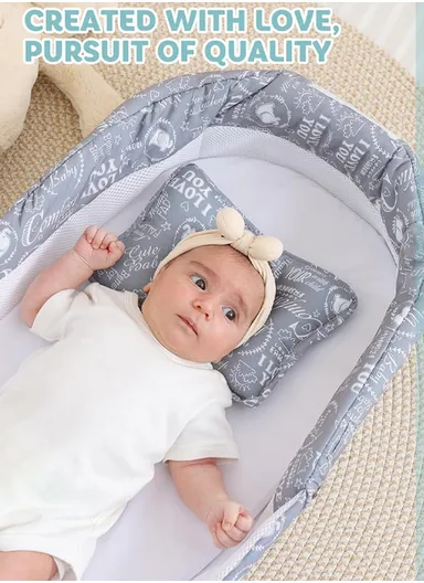 Foldable Baby Safe Separate Bed with Mosquito Net, Portable Music Function, Folding Bed, Swinging Basket, Compact, Easy to Carry, Baby Safe Isolated Bed, Portable Travel Bed 66511 (L73 x W40 x H45)cm - Grey / 0-4 Months