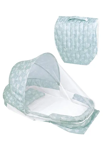 Foldable Baby Safe Separate Bed with Mosquito Net, Portable Music Function, Folding Bed, Swinging Basket, Compact, Easy to Carry, Baby Safe Isolated Bed, Portable Travel Bed 66511 (L73 x W40 x H45)cm - Blue / 0-4 Months