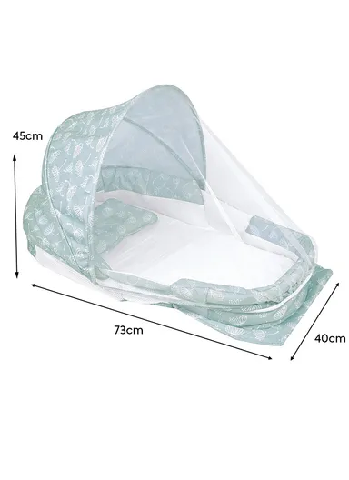 Foldable Baby Safe Separate Bed with Mosquito Net, Portable Music Function, Folding Bed, Swinging Basket, Compact, Easy to Carry, Baby Safe Isolated Bed, Portable Travel Bed 66511 (L73 x W40 x H45)cm - Blue / 0-4 Months