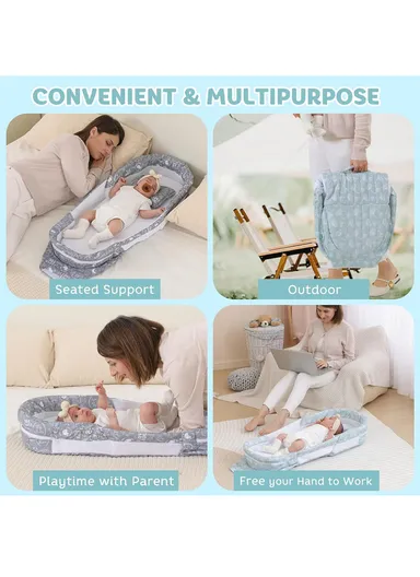 Foldable Baby Safe Separate Bed with Mosquito Net, Portable Music Function, Folding Bed, Swinging Basket, Compact, Easy to Carry, Baby Safe Isolated Bed, Portable Travel Bed 66511 (L73 x W40 x H45)cm - Blue / 0-4 Months