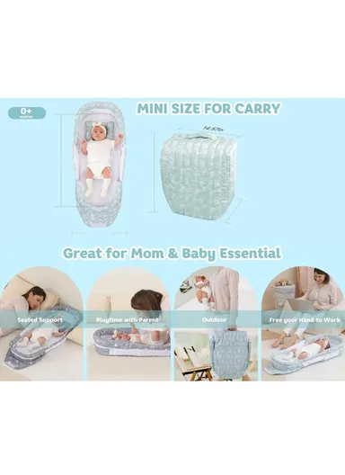 Foldable Baby Safe Separate Bed with Mosquito Net, Portable Music Function, Folding Bed, Swinging Basket, Compact, Easy to Carry, Baby Safe Isolated Bed, Portable Travel Bed 66511 (L73 x W40 x H45)cm - Blue / 0-4 Months