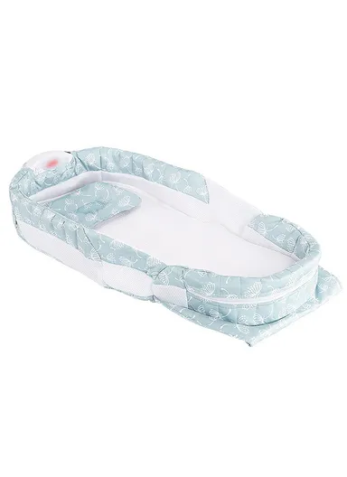 Foldable Baby Safe Separate Bed with Mosquito Net, Portable Music Function, Folding Bed, Swinging Basket, Compact, Easy to Carry, Baby Safe Isolated Bed, Portable Travel Bed 66511 (L73 x W40 x H45)cm - Blue / 0-4 Months