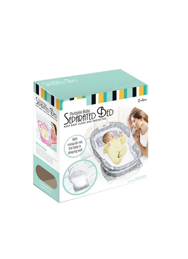 Foldable Baby Safe Separate Bed with Mosquito Net, Portable Music Function, Folding Bed, Swinging Basket, Compact, Easy to Carry, Baby Safe Isolated Bed, Portable Travel Bed 66511 (L73 x W40 x H45)cm - Blue / 0-4 Months