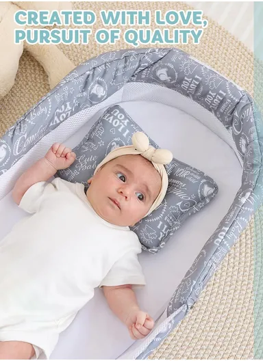 0m+ Foldable Baby Safe Separate Bed with Mosquito Net, Portable Music Function, Folding Bed, Swinging Basket, Compact, Easy to Carry, Baby Safe Isolated Bed, Portable Travel Bed 66513 (L86 x W48 x H45)cm - Grey