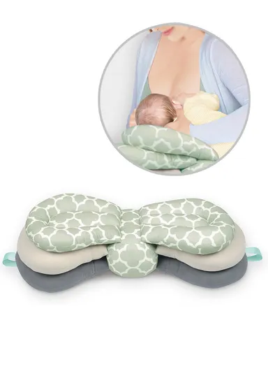3-Position Adjustable Baby Nursing Feeding Pillow, Portable &amp; Comfortable Soft Cotton Nursing Pillow 66518 (L62 x W26)cm - Green / 0m+