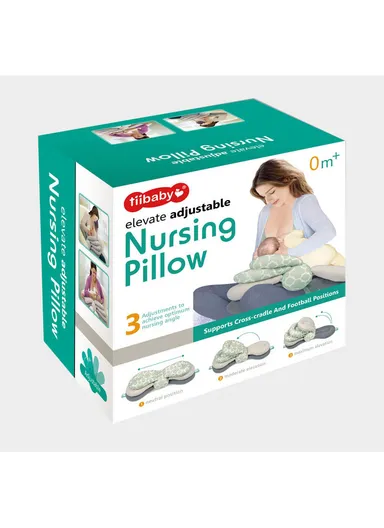 3-Position Adjustable Baby Nursing Feeding Pillow, Portable &amp; Comfortable Soft Cotton Nursing Pillow 66518 (L62 x W26)cm - Green / 0m+