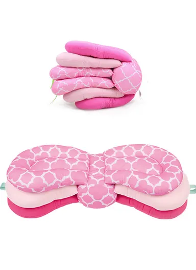 3-Position Adjustable Baby Nursing Feeding Pillow, Portable &amp; Comfortable Soft Cotton Nursing Pillow 66518 (L62 x W26)cm - Pink / 0m+