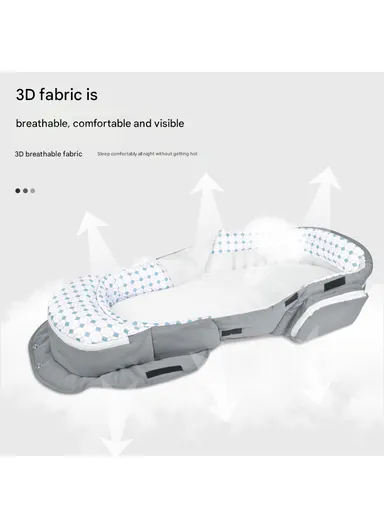 Portable Baby Bassinet with Canopy &amp; Bug Net Shield, Foldable Lightweight Travel Bassinet, Multi-Easy Access Storage Baby Bed 66519 (L90 x W42 x H48)cm - 0-6 months