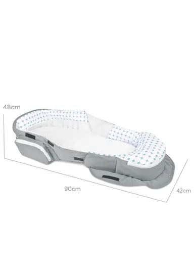 Portable Baby Bassinet with Canopy &amp; Bug Net Shield, Foldable Lightweight Travel Bassinet, Multi-Easy Access Storage Baby Bed 66519 (L90 x W42 x H48)cm - 0-6 months