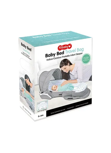 Portable Baby Bassinet with Canopy &amp; Bug Net Shield, Foldable Lightweight Travel Bassinet with Light &amp; Music, Multi-Easy Access Storage Baby Bed 66520 (L90 x W42 x H48)cm - 0-6 months