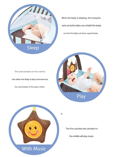 2-In-1 Baby Portable Bed With Pillow &amp; Music For 0+ Months Babies - Beige