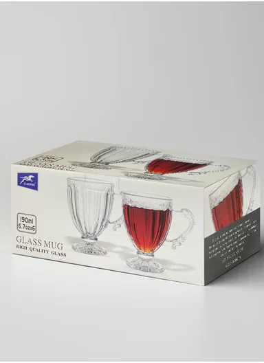 190ml 6-Pcs Glass Round Folk Vintage Tea Cup Set BMZ2057JNW