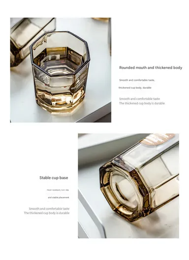 195ml 6-Pcs Elegant Design Hot &amp; Cold Beverags Glass Cup Sets 8607-R - Transparent Red 