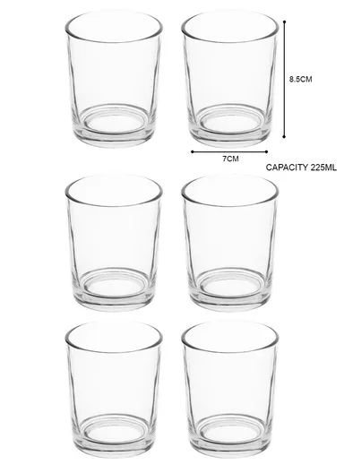 225ml 6-Pcs Round Rim Hot &amp; Cold Beverags Glass Cup Sets 70085-B - Transparent 