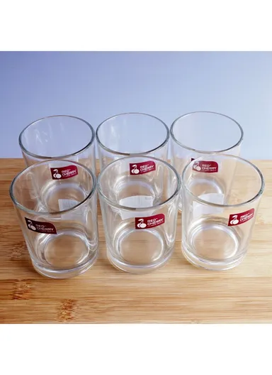 225ml 6-Pcs Round Rim Hot &amp; Cold Beverags Glass Cup Sets 70085-B - Transparent 