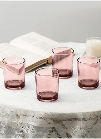 225ml 6-Pcs Round Rim Hot &amp; Cold Beverags Glass Cup Sets 70085-R - Transparent Red 